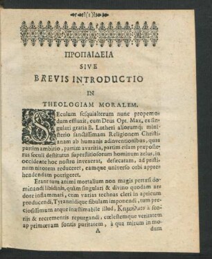 Propaideia Sive Brevis Introducrtio In Theologiam Moralem.
