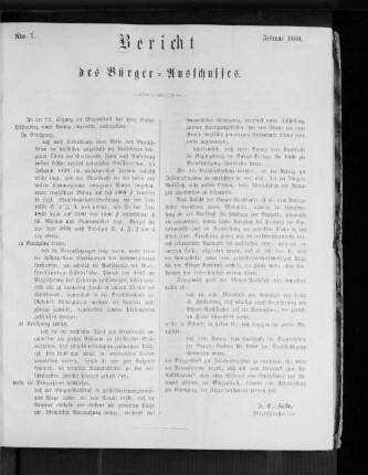 Nr. 7 Bericht des Bürgerausschusses Februar 1860