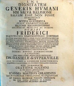 Dignitatem generis hvmani, nisi salva religione, salvam esse non posse
