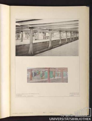 Teil V. Tafel 37. Untergrundbahnhof Wittenbergplatz: Bahnsteig. Architekt: Alfred Grenander.