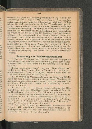Benennung von Reichswasserstraßen
