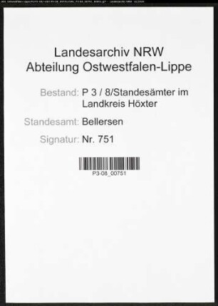 Sterberegister Standesamt Bellersen