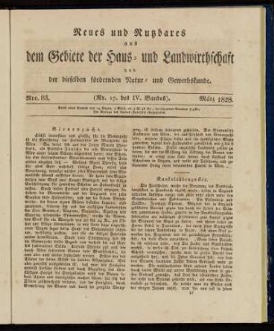Nro. 83. (Nr. 17. des IV. Bandes). März 1828.