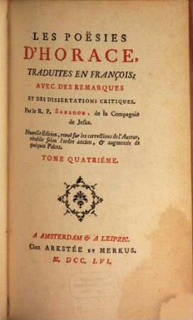 Les Poësies d'Horace, 4 (1756)