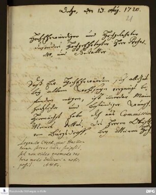 Brief von Carl Ehrenreich v. Burgsdorff an August Hermann Francke.