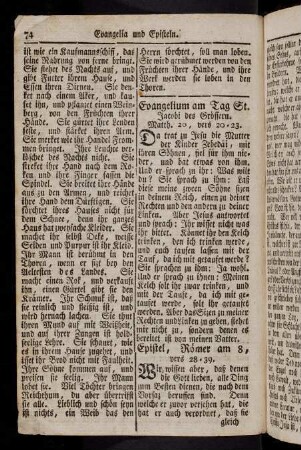 74-78, Evangelium am Tag St. Jacobi des Groessern; ...