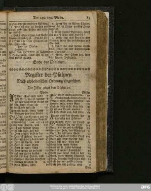 Register der Psalmen Nach alphabetischer Ordnung eingerichtet.