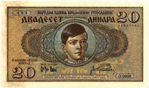 Geldschein, 20 Dinar, 6.9.1936