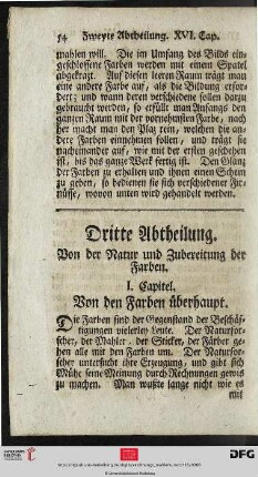 Dritte Abtheilung: Von der Natur und Zubereitung der Farben