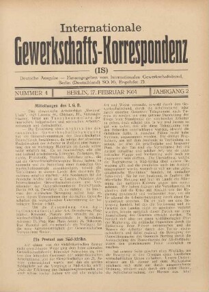 Nummer 4 Berlin, 17. Februar 1914 Jahrgang 2