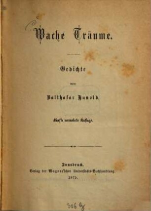 Wache Träume : Gedichte