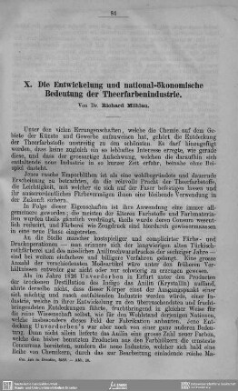 Die Entwickelung und national-ökonomische Bedeutung der Theerfarbenindustrie