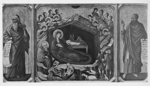 Maestà, Altarretabel des Sieneser Doms — Predella mit Szenen aus der Kindheit Jesu und Propheten — Christi Geburt