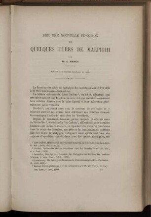 Sur Une Nouvelle Fonction De Quelques Tubes De Malpighi