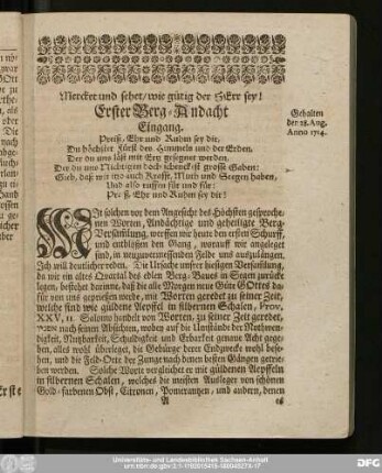 Erster Berg-Andacht