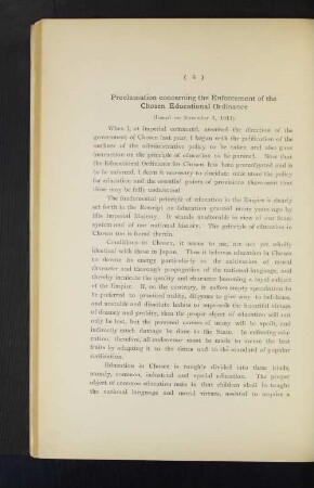 Proclamation of concerning the Enforcement of the Chosen Educational Ordinance