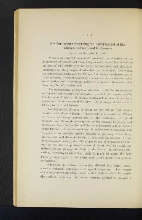 Proclamation of concerning the Enforcement of the Chosen Educational Ordinance