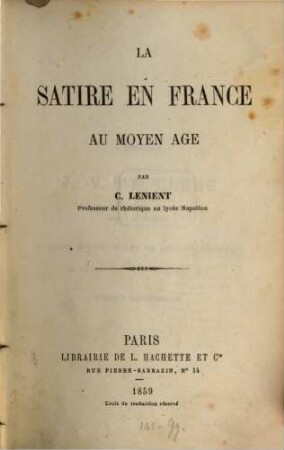 La satire en France au moyen âge