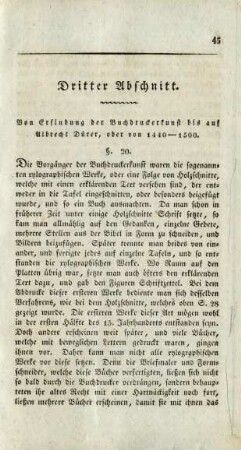 Dritter Abschnitt. Von Erfindung der Buchdruckerkunst bis auf Albrecht Dürer, oder von 1440-1500