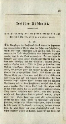 Dritter Abschnitt. Von Erfindung der Buchdruckerkunst bis auf Albrecht Dürer, oder von 1440-1500