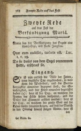 Zweyte Rede auf das Fest der Verkündigung Mariä