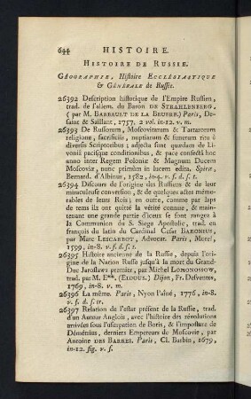 644-649, Géographie, Histoire Ecclésiastique & Générale de Russie...