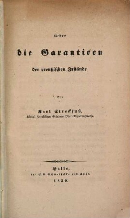 Garantieen der preußischen Zustände