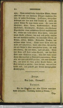 Frage. Was heißt, Vernunft?