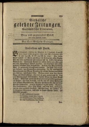 Drey und zwanzigstes Stück, den 7ten Junius, 1788.