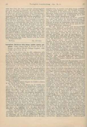 303-310 [Rezension] Rossi, Joannes Bapt. de (Ed.), Inscriptiones Christianae Urbis Romae septimo saeculo antiquiores. Vol. II, pars 1