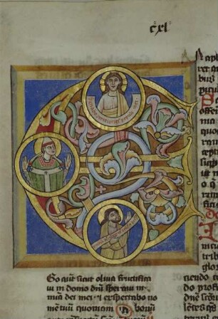 Ratmann-Sakramentar — Schriftseite mit figürlich verzierter Initiale, Folio fol. 148v