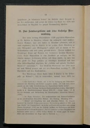 II. Das Seminargebäude und seine bisherige Verwendung.