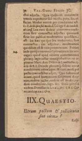 IIX. Quaestio. Utrum pactum & pollicitatio sint idem?
