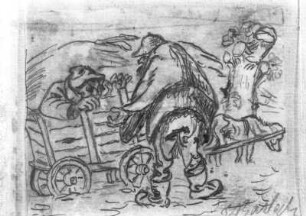 Der Hundekarren : Der Hundekarren. Kohlezeichnung; 375 x 253 mm (1921/1922; E. Barlach). Güstrow: Atelierhaus am Inselsee