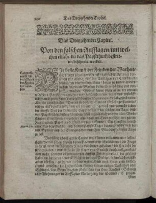 Das Dreyzehendte Capitel. Von den falschen Aufflagen, mit welchen etliche, die das Papstthum bestritten, beschweret worden.