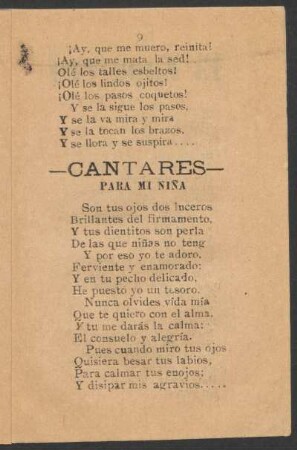 Cantares : Para mi niña