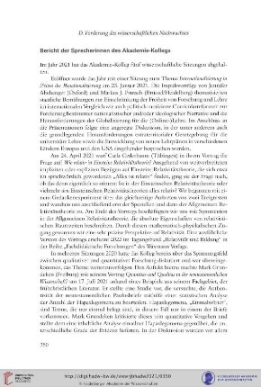 Bericht der Sprecherinnen des Akademie-Kollegs