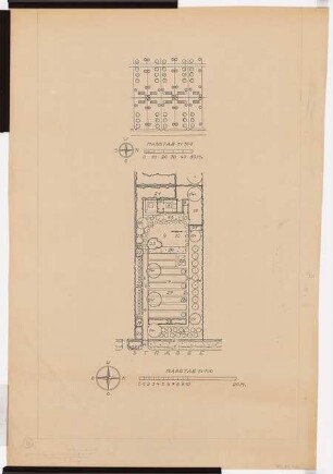 Druckvorlagen: Ausschnitt aus einer Kleingartendaueranlange: Grundriss 1:100, Variante