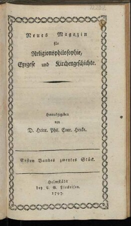 Ersten Bandes zweytes Stück. 1797.
