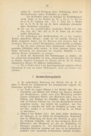 V. Kommissionsgeschäft.