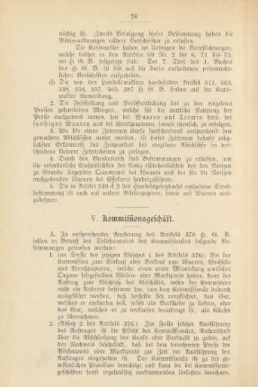 V. Kommissionsgeschäft.