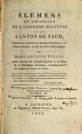 Élémens de l'histoire de l'ancienne Helvétie et du Canton de Vaud, 2