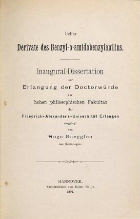 Ueber Derivate des Benzyl-o-amidobenzylanilins