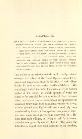 Chapter IX. Land Dyak villages and houses ...
