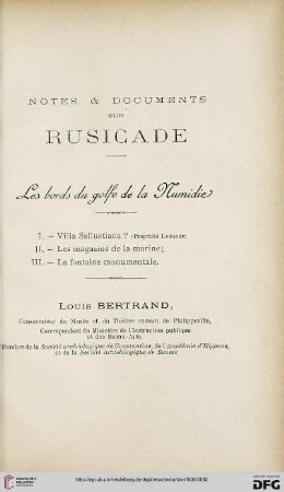 Sér. 4: Notes et documents sur Rusicade : les bords du golfe de la Numidie