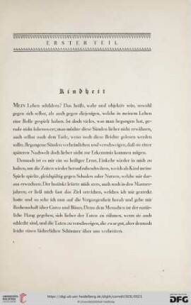 Erster Teil: Kindheit