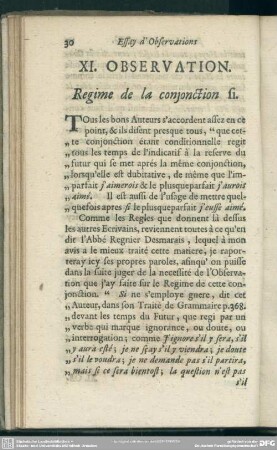 XI. Observation. Regime de la conjonction si