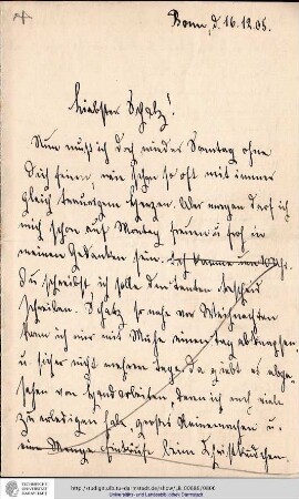 Brief vom 16.12.1905