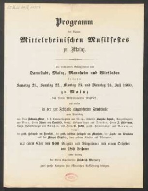 Programmheft für das Vierte Mittelrheinische Musikfest