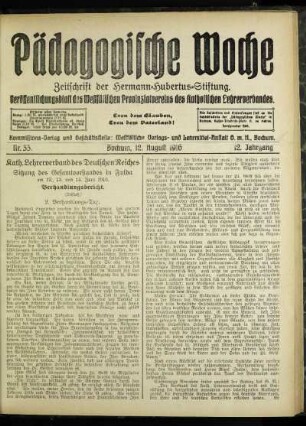 Kath. Lehrerverband des Deutschen Reiches : Sitzung des Gesamtvorstandes in Fulda am 12., 13. und 14. Juni 1916 ; Verhandlungsbericht ; (Schluß)